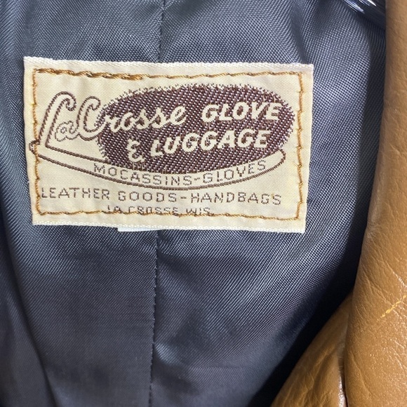 Vintage Lacrosse Glove & Leather Heavy Brown Belted Jacket Men's Small 70s - Picture 7 of 15